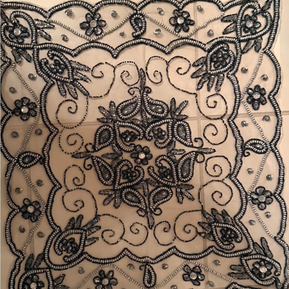 Elegant Silver - Gray beaded Fabric